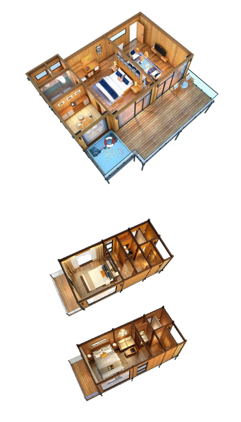 Luxury Prefabricated Container Home from China Factory20ft 40ft 2 - 3 Bedrooms Portable Detachable