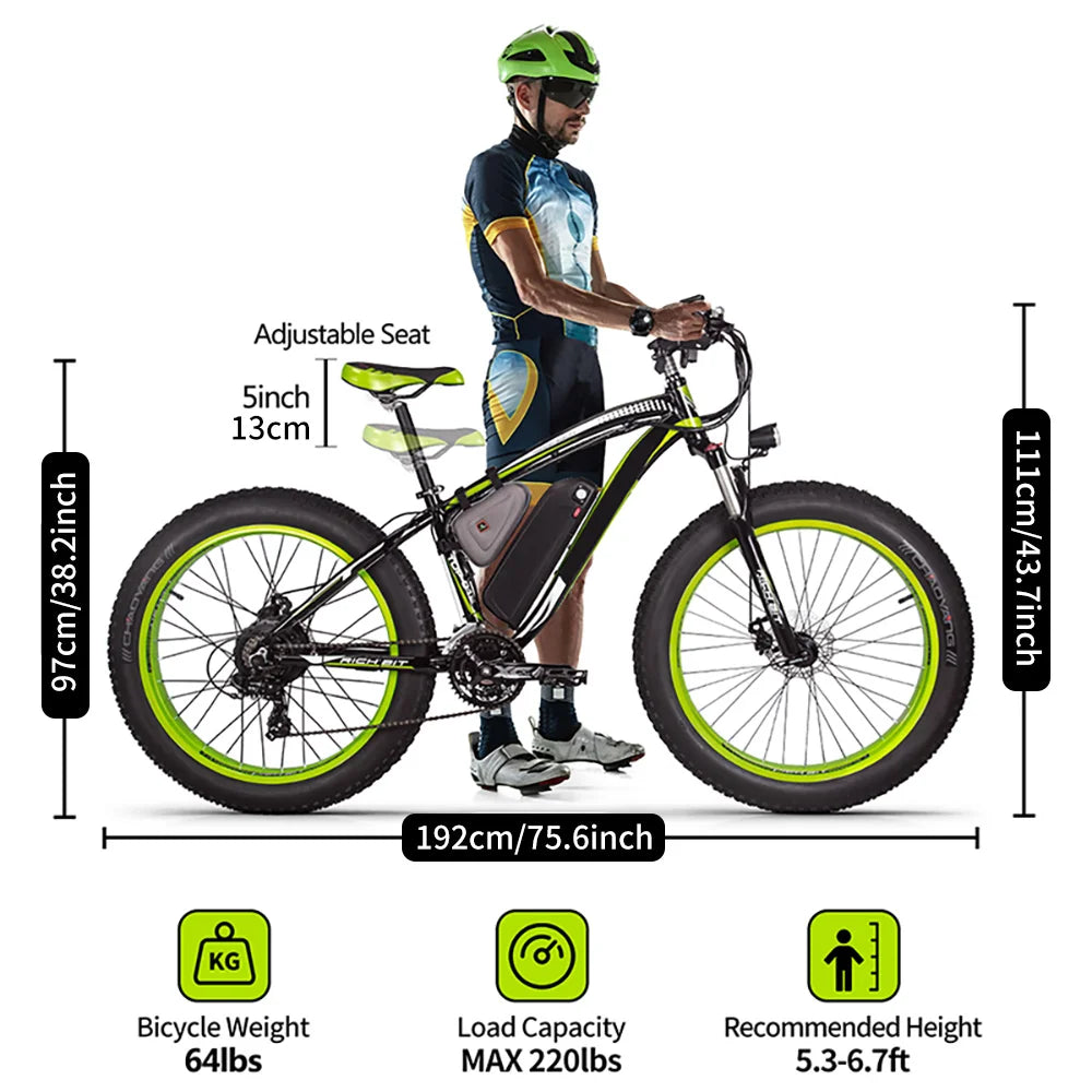 1000W Adults 30MPH Electric Bicycle 7-Speed Mountain Bike 26'' Fat Tire