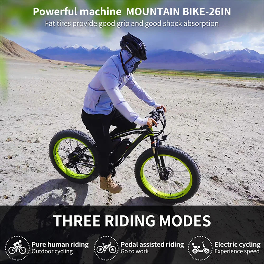 1000W Adults 30MPH Electric Bicycle 7-Speed Mountain Bike 26'' Fat Tire