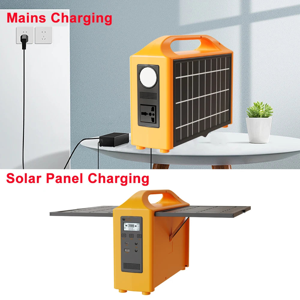 100W Power Station 220V 110V Power Supply Solar Generator Portable Power Bank LiFePo4 Battery With Solar Panel Outdoor Camping
