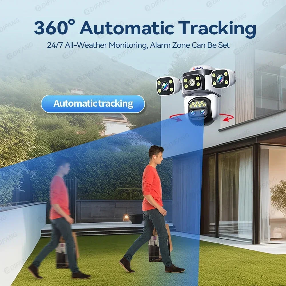 10K Home Security WiFi Camera Four Lens Four Screen 360° 10X Optical Zoom Wireless Surveillance IP Cam