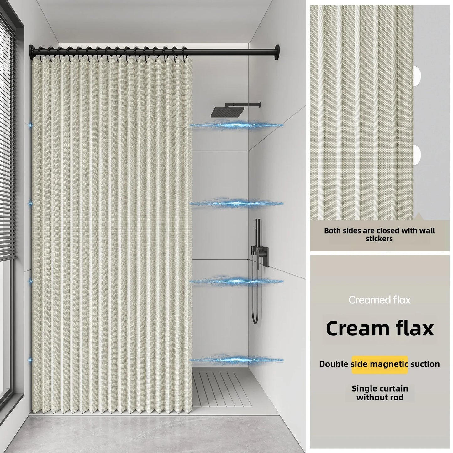 High-end bathroom folding shower curtain without punching invisible tarp toilet partition bath shower dry and wet separation