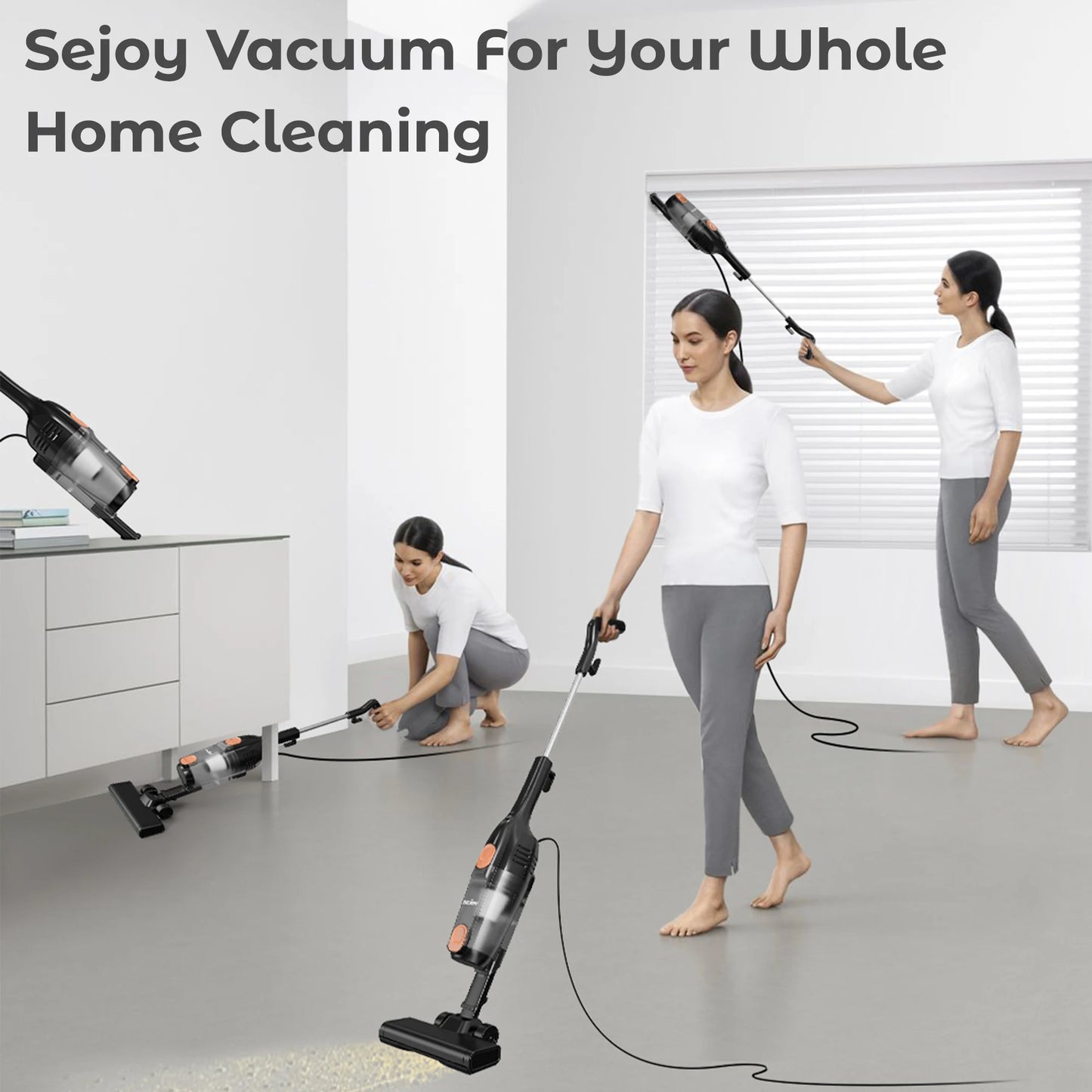Sejoy Corded Vacuum Cleaners 15Kpa Powerful Suction 600W Motor 2 in 1 Stick Handheld
