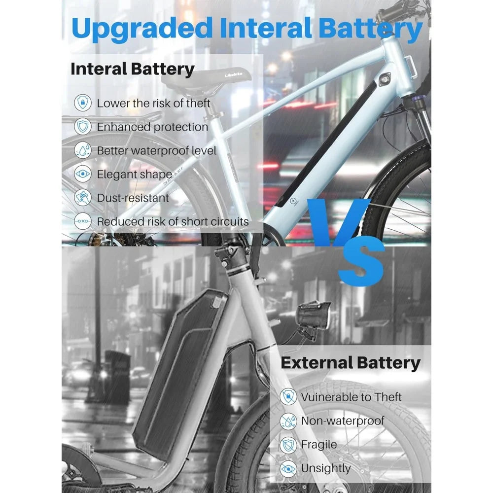Adult Electric Bike with Peak 500W Brushless Motor, 35 Mile 324 Removable Battery