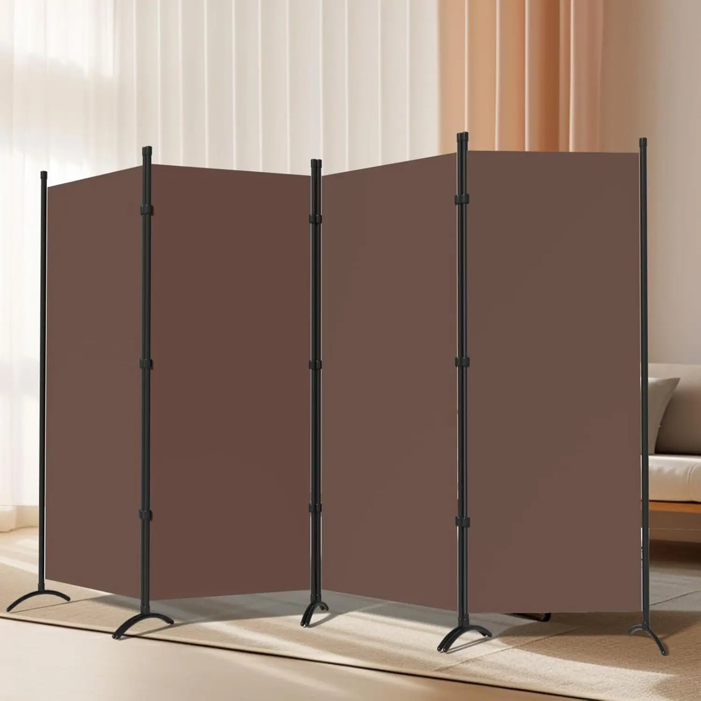 4 Panel Room Divider, Folding Privacy Screen Wall Divider for Room Separation, Freestanding Room Partitions,84”W×67”H
