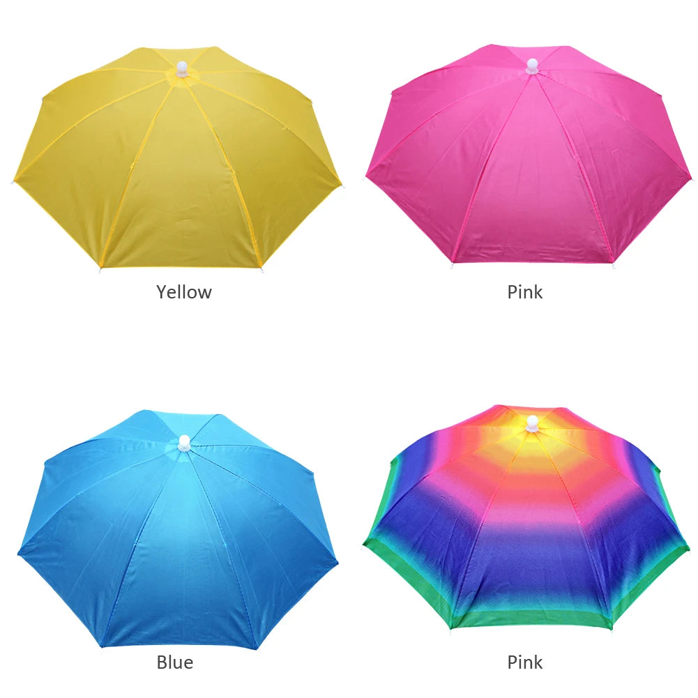 Portable Rain Umbrella Hat Foldable Outdoor Sun Shade Waterproof Camping Cap