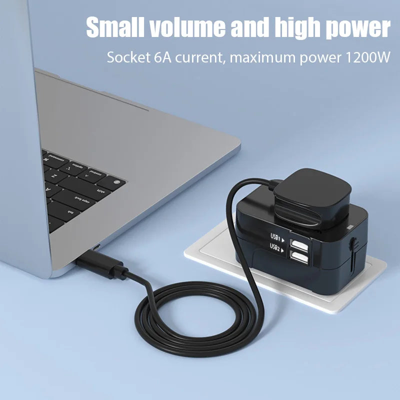Portable Universal Travel Adapter with 2 USB Ports 2.1A Fast Charger EU/UK/USA/AUS Plug for Travel