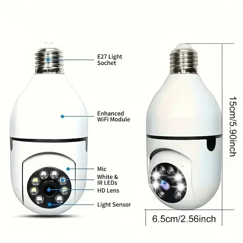Bulb Camera 4X Digital Zoom AI Human Motion Detect Full Color Night Vision Surveillance Camera