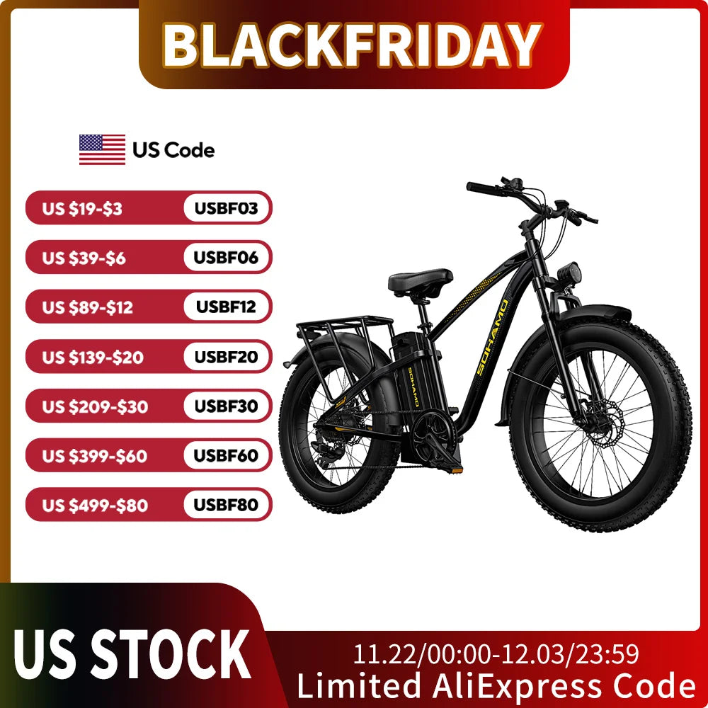 26'' Electric Bike Mountain With 1500W 48V 20AH Battery 60 Miles Urban Commuting