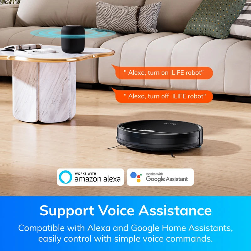 ILIFE V9/V9Pro Robot Vacuum, Self-Emptying, 3000Pa Strong Suction, Gyro Navigation, Schedule, App/Alexa Control, for Pet Hair