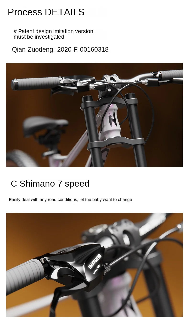 WOLFACE 22 Inch Variable Speed Disc Brake Shock-absorbing Bicycle Student Magnesium Alloy Mountain Bike Outdoor Sports Road Bike