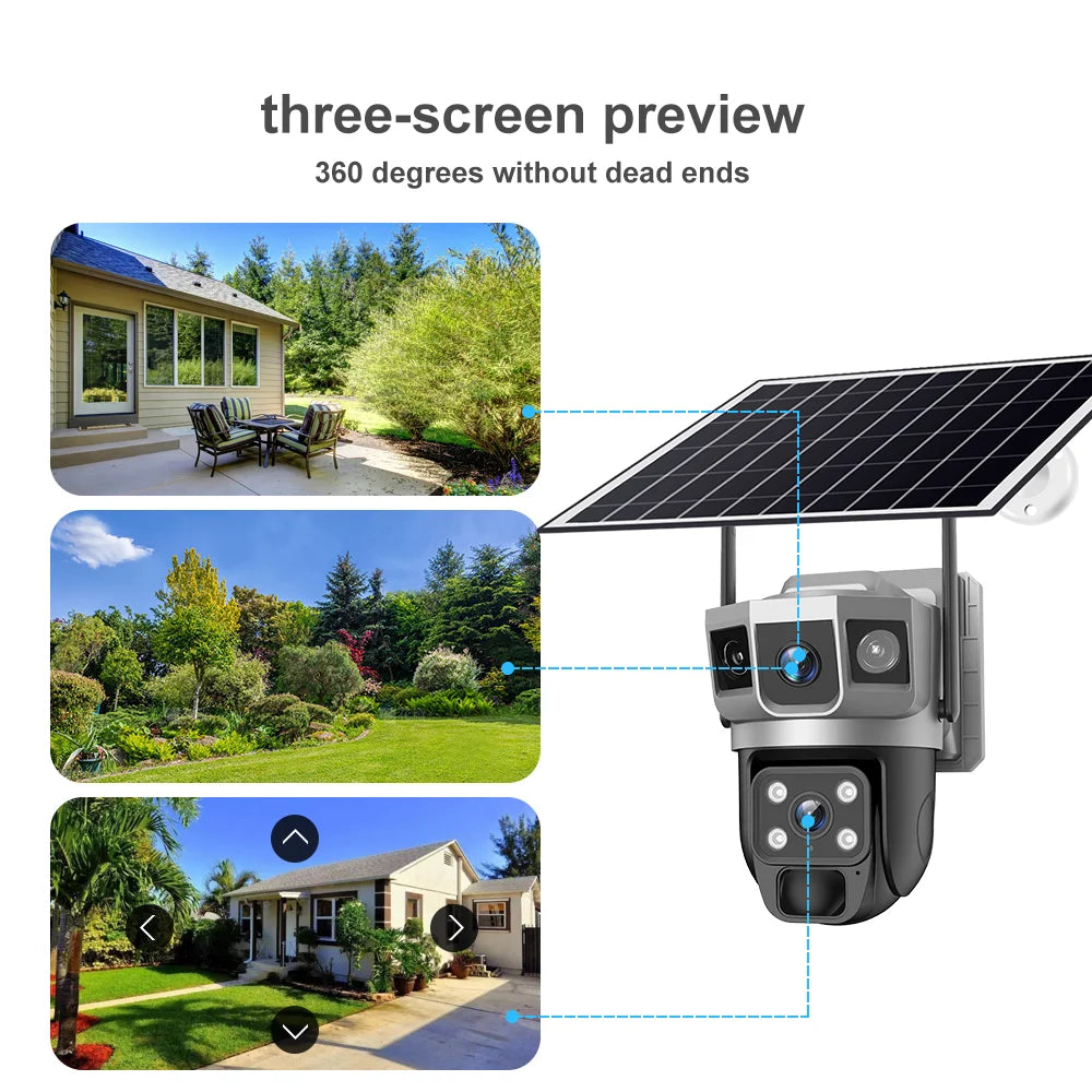 Camera WIFI CCTV 12MP Dual Lens Triple Screen PTZ Auto Tracking 6K Curious Security