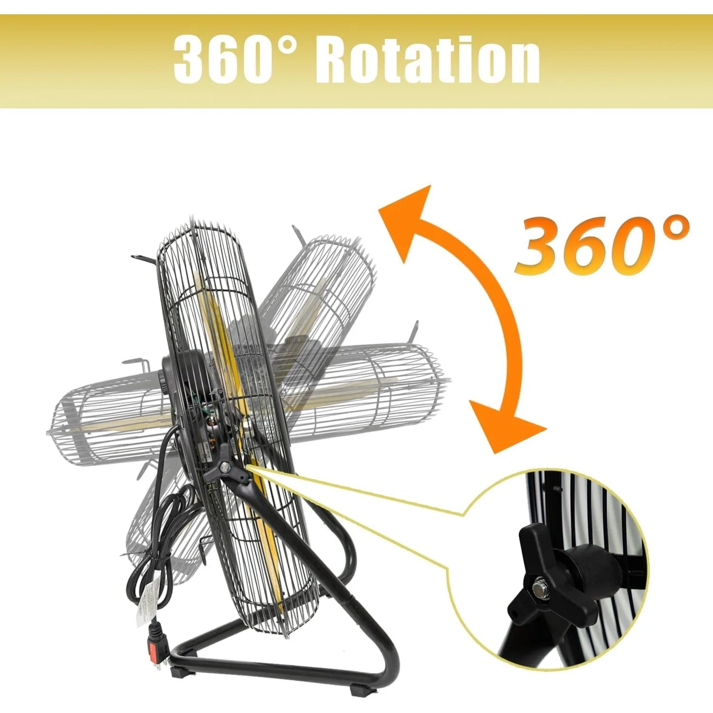 2 Pcs 20-inch 5300 CFM High Velocity Metal Floor Fan, 3-Speed Powerful Cooling 360° Adjustable Tilting Head for Shop