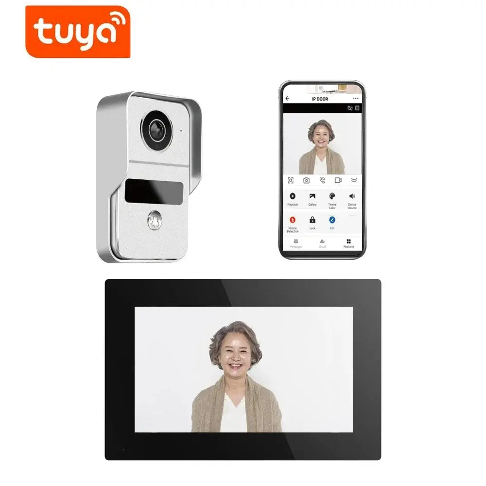 10 Inch 7 Color Touch Screen Wireless Wifi Video Doorbell Smart Home Intercom Kit for