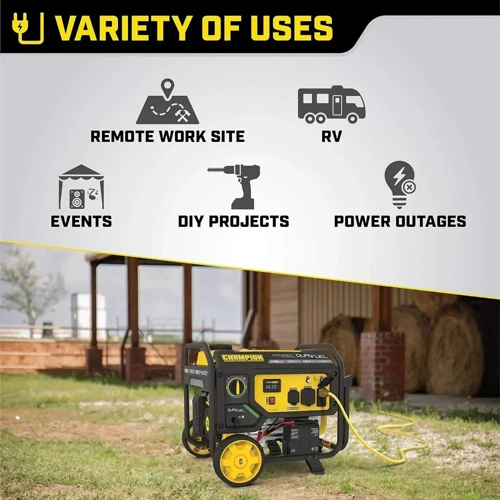 4750-Watt Dual Fuel Portable Generator with Electric Start Wheel Kit