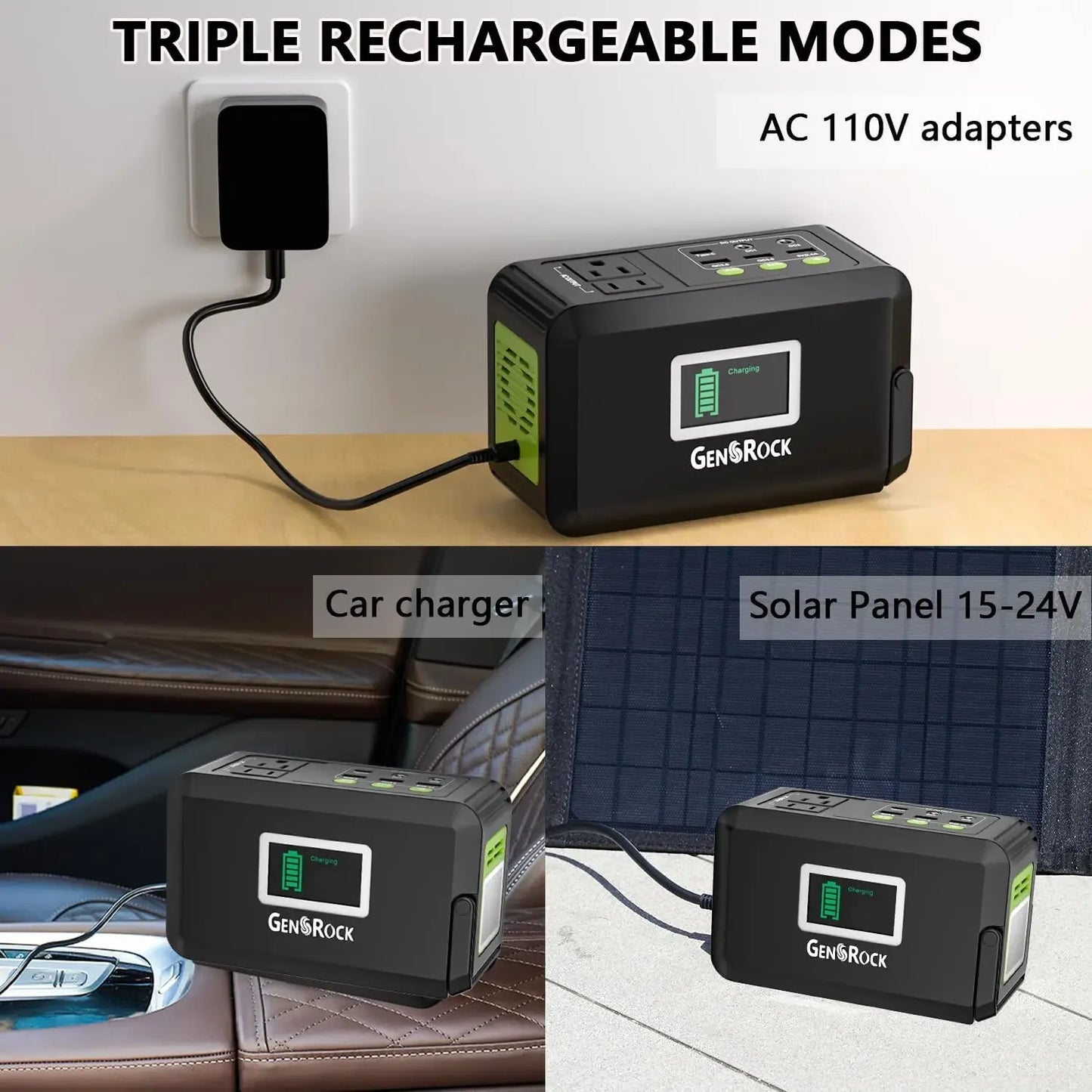 Portable Power Station Solar Generator Bank with 110V/150W Peak AC Outlet