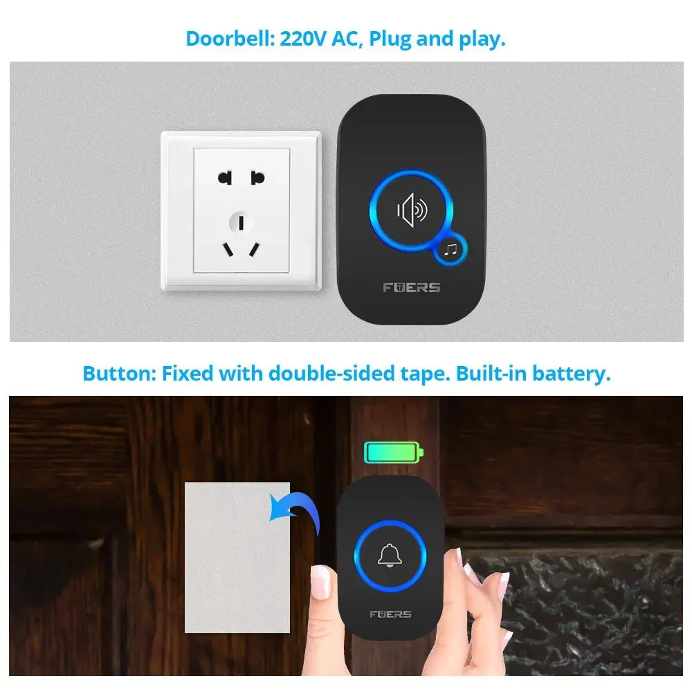 Wireless Doorbell 1000ft Loud Enough With 4 Volume Levels Door Welcome Chimes