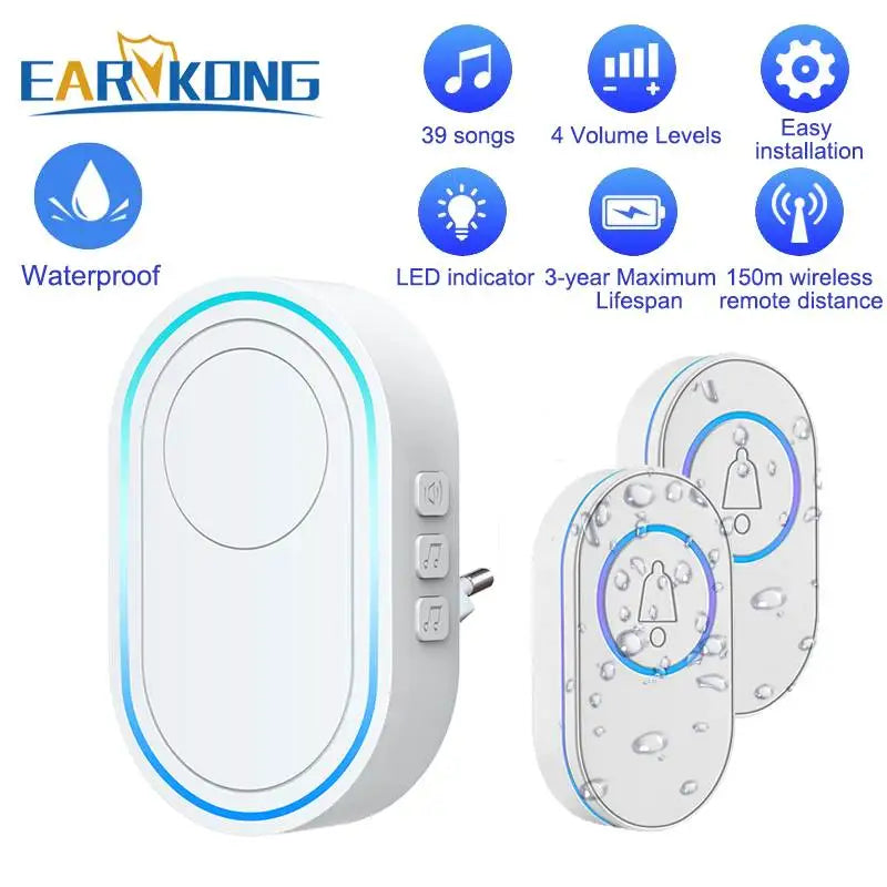 Intelligent Wireless Doorbell Home Welcome Doorbell Waterproof 300m Remote Smart Door Bell Chime
