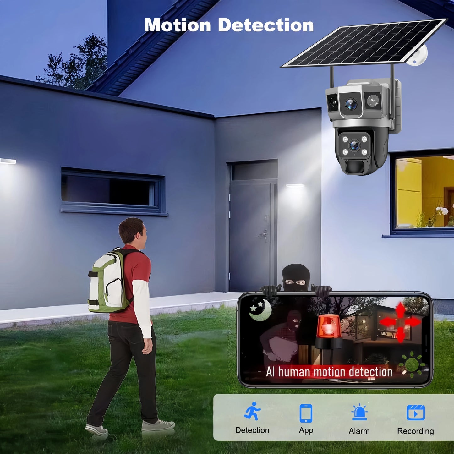 Camera WIFI CCTV 12MP Dual Lens Triple Screen PTZ Auto Tracking 6K Curious Security