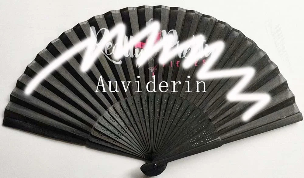 100Pcs Personalized Bamboo Folding Fans Print on Fabric for Promotion Art Activity Custom Fan for Wedding Anniverisity Party