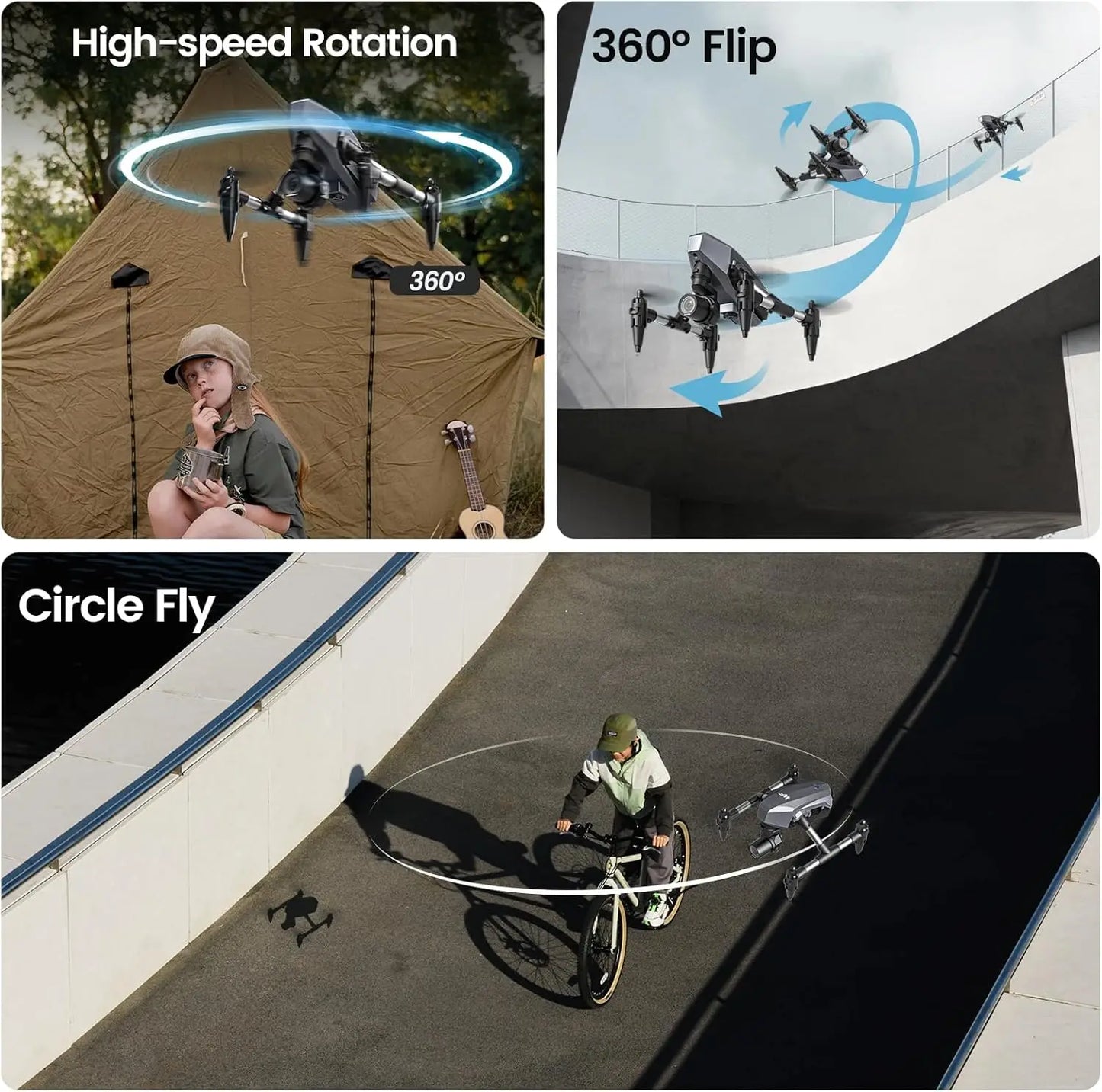 Mini FPV Drone 1080P, 3 Batts, 3D Flip, Easy Start