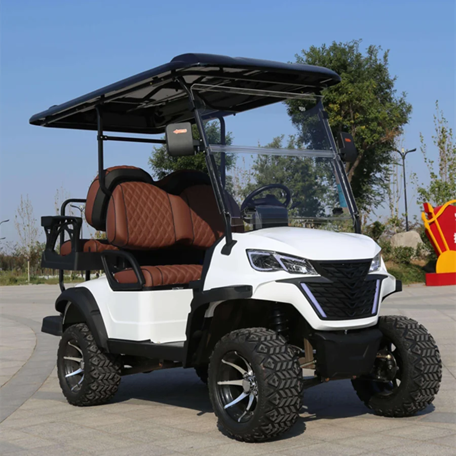Wholesale China Color Logo Custom Club 4 Seats Car Electric and Gasoline Golf Carts Electric Powered Red 2+2 Seats for Sale