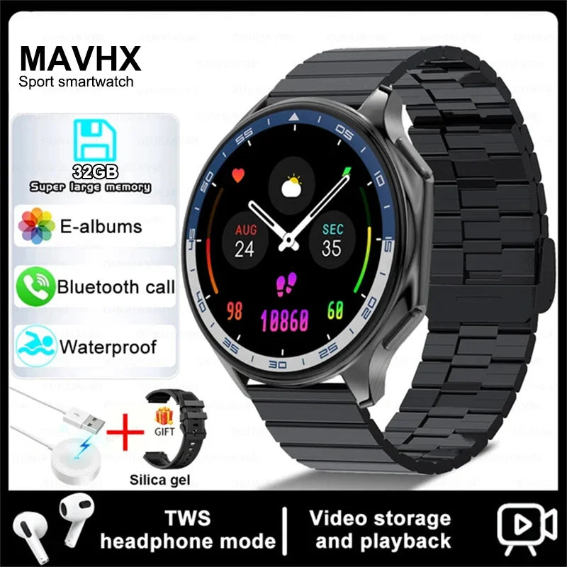 2025 New For OPPO Xiaomi 32G Memory Smart Watch Men Full Touch HD AMOLED Screen Music Fitness Tracker Bluetooth Call Smartwatch