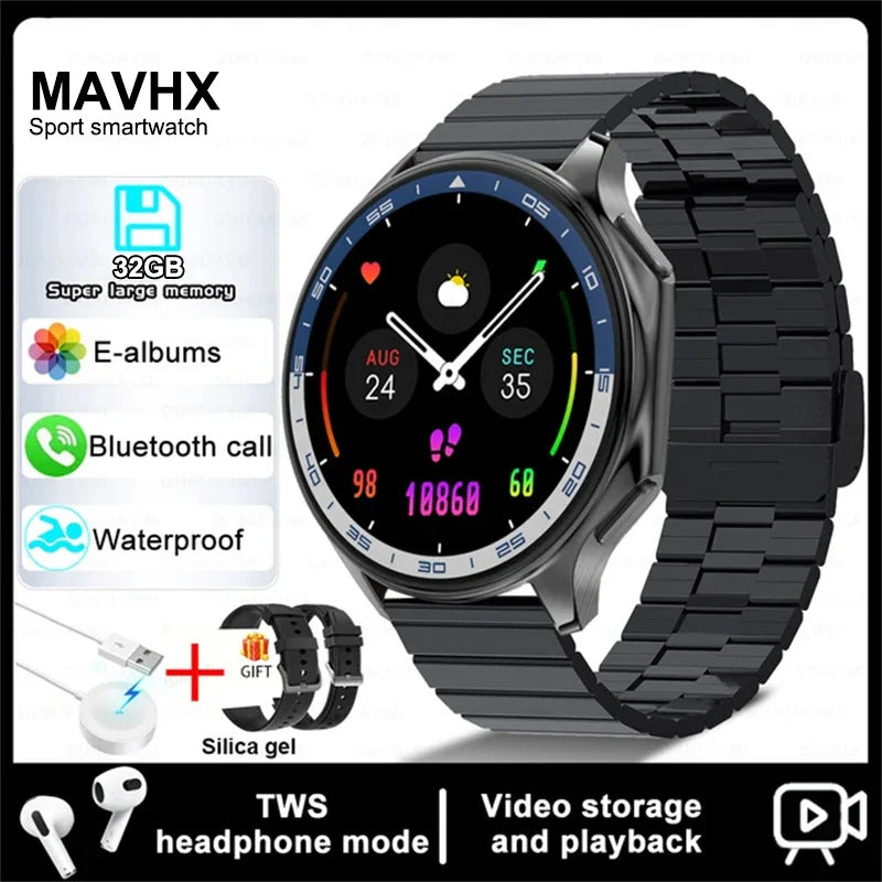 2025 New For OPPO Xiaomi 32G Memory Smart Watch Men Full Touch HD AMOLED Screen Music Fitness Tracker Bluetooth Call Smartwatch
