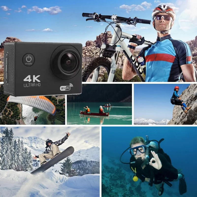 2.0" Action Camera Ultra HD 4K 30FPS WiFi Underwater Cameras Helmet Bicycle Video Recording