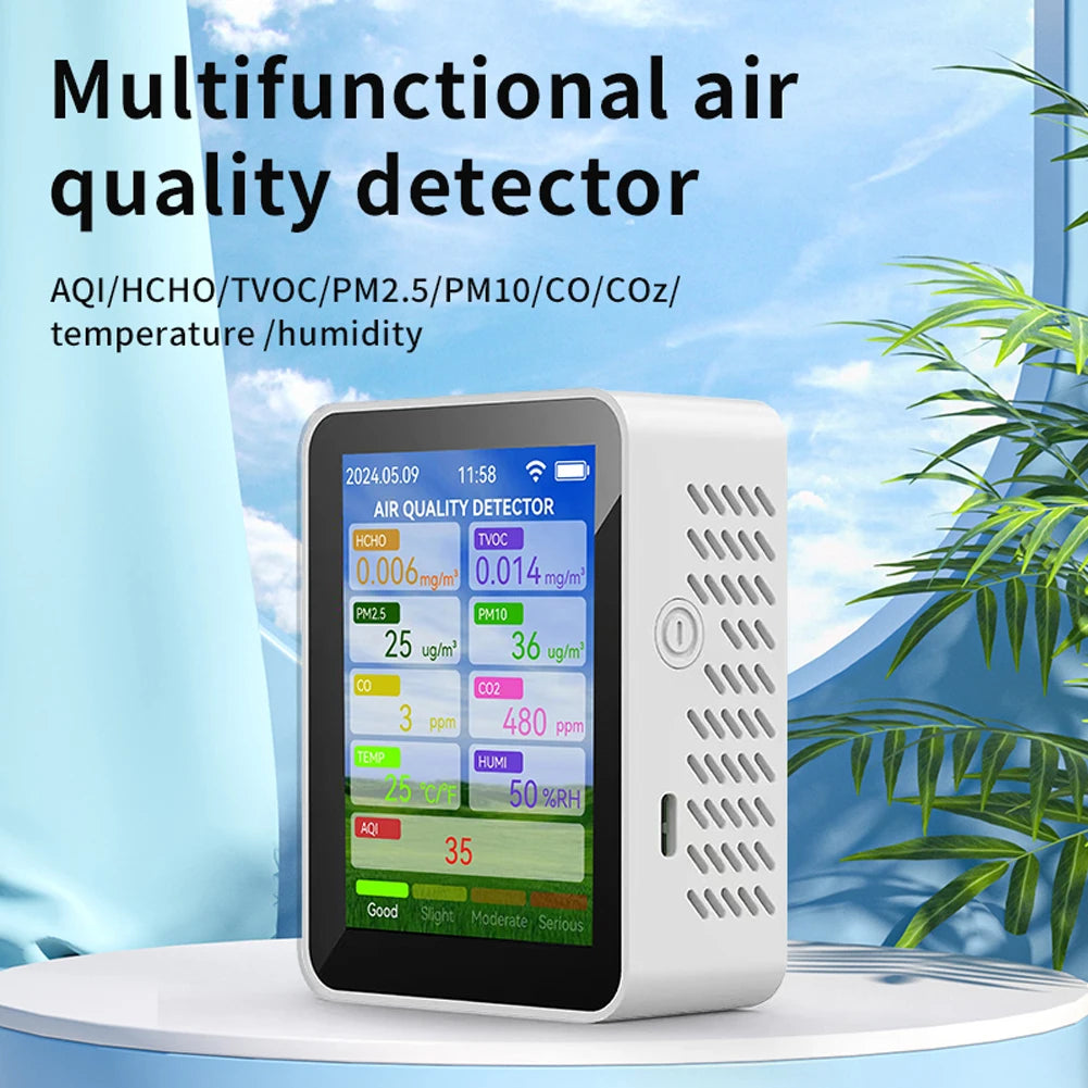 Tuya WiFi Multifunctional Air Quality Meter Household HCHO TVOC Carbon Monoxide CO2 PM2.5 PM10 Tester Portable