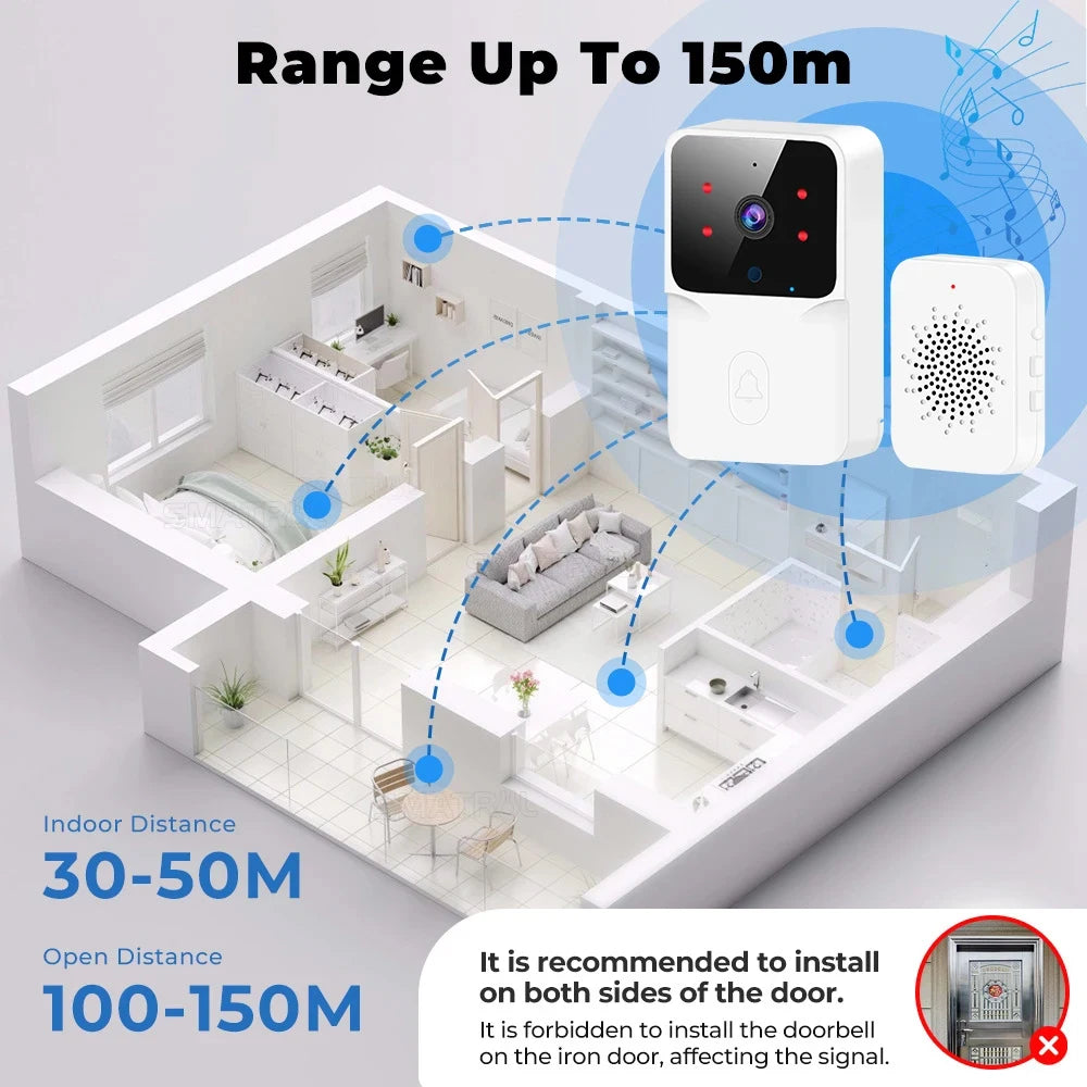 WiFi Video Doorbell Wireless Phone IR Night Vision Doorbell Smart Home Security Door Bell