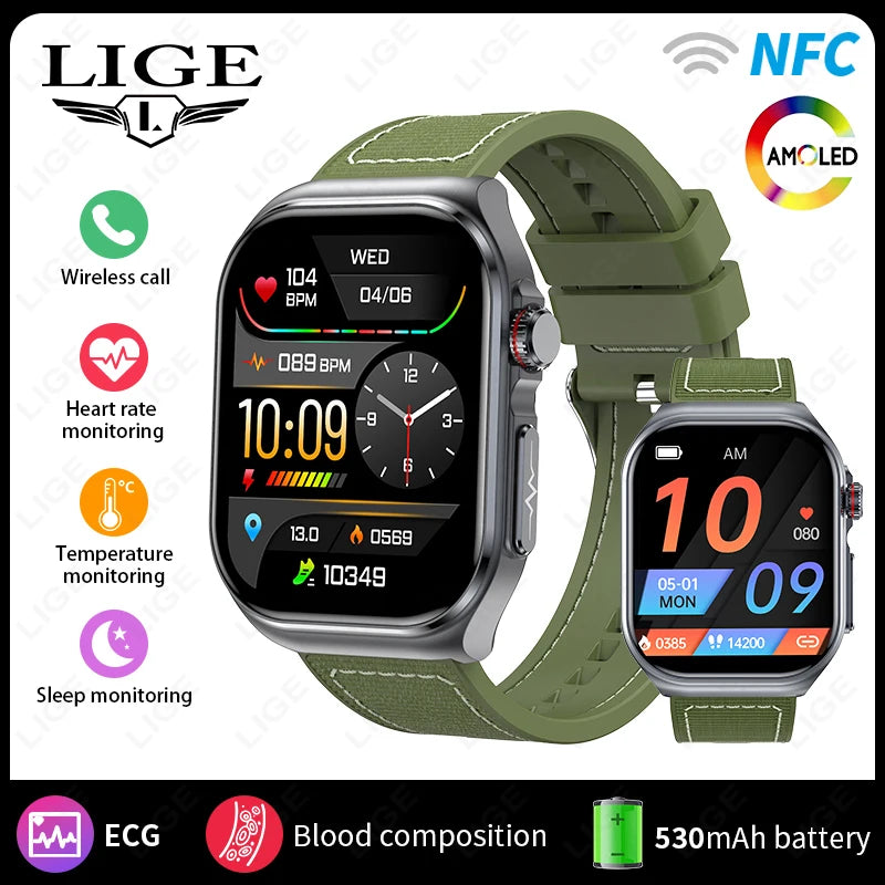 AI Medical Diagnosis Blood Lipids Uric Acid Waterproof Watch Bluetooth Call Health