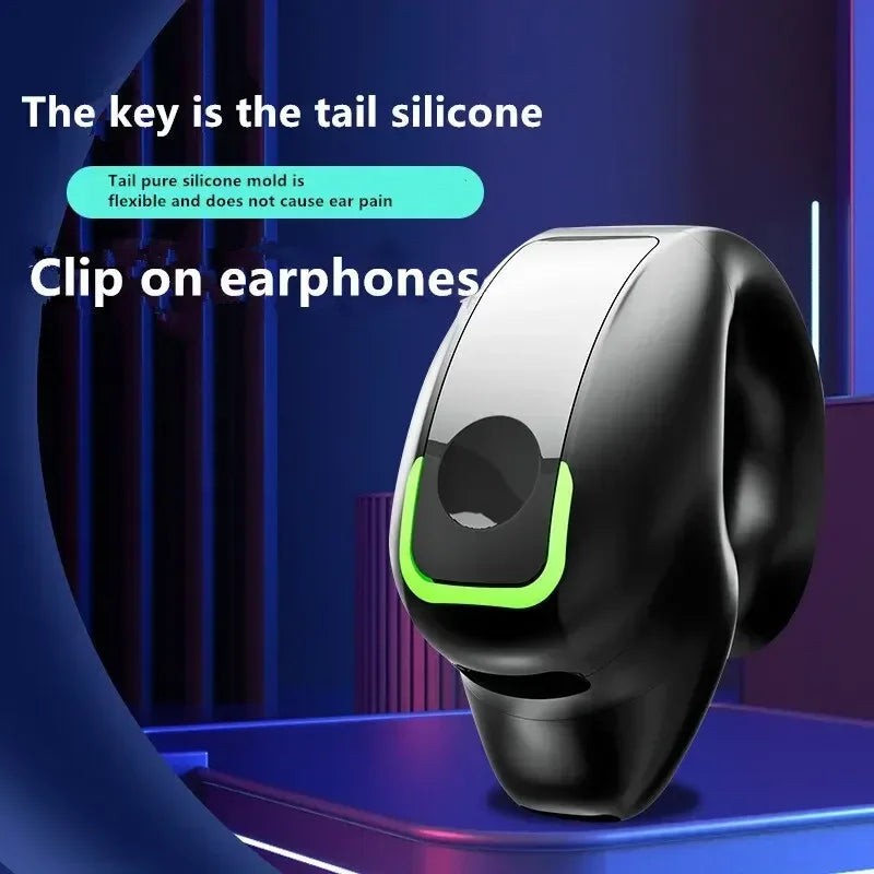 Headphones Bluetooth V5.3 Ear Clip Lightweight Business Sports Game Headset with Mic Noise Reduction