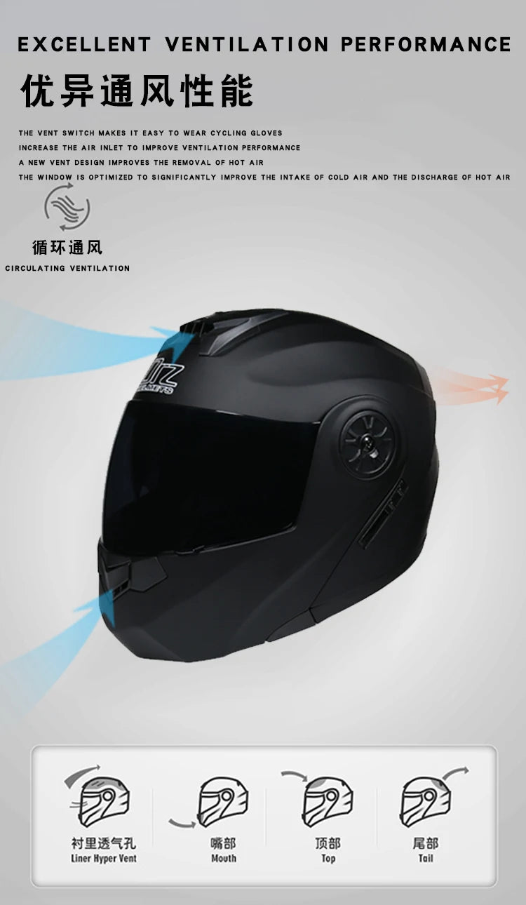 ORZ-161 Modular Filp up Motorcycle Helmet Full Face Racing Helmet Dual Visors DOT Approved motosiklet kaskı