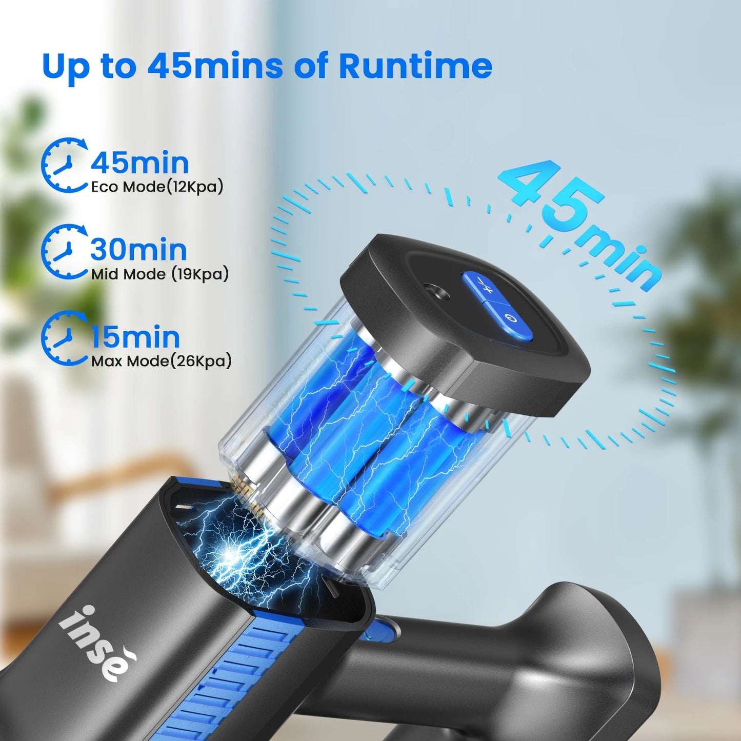 INSE S7P Cordless Vacuum Cleaner, Rechargeable 2500mAh Battery, Clog Remind, Versatile Vacuum Cleaner for Home Pet Hair