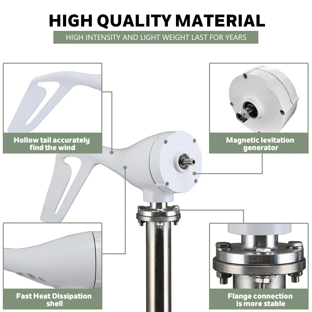 3000w Wind Turbine Generator 12V 24V 48V DC 220v AC Home System