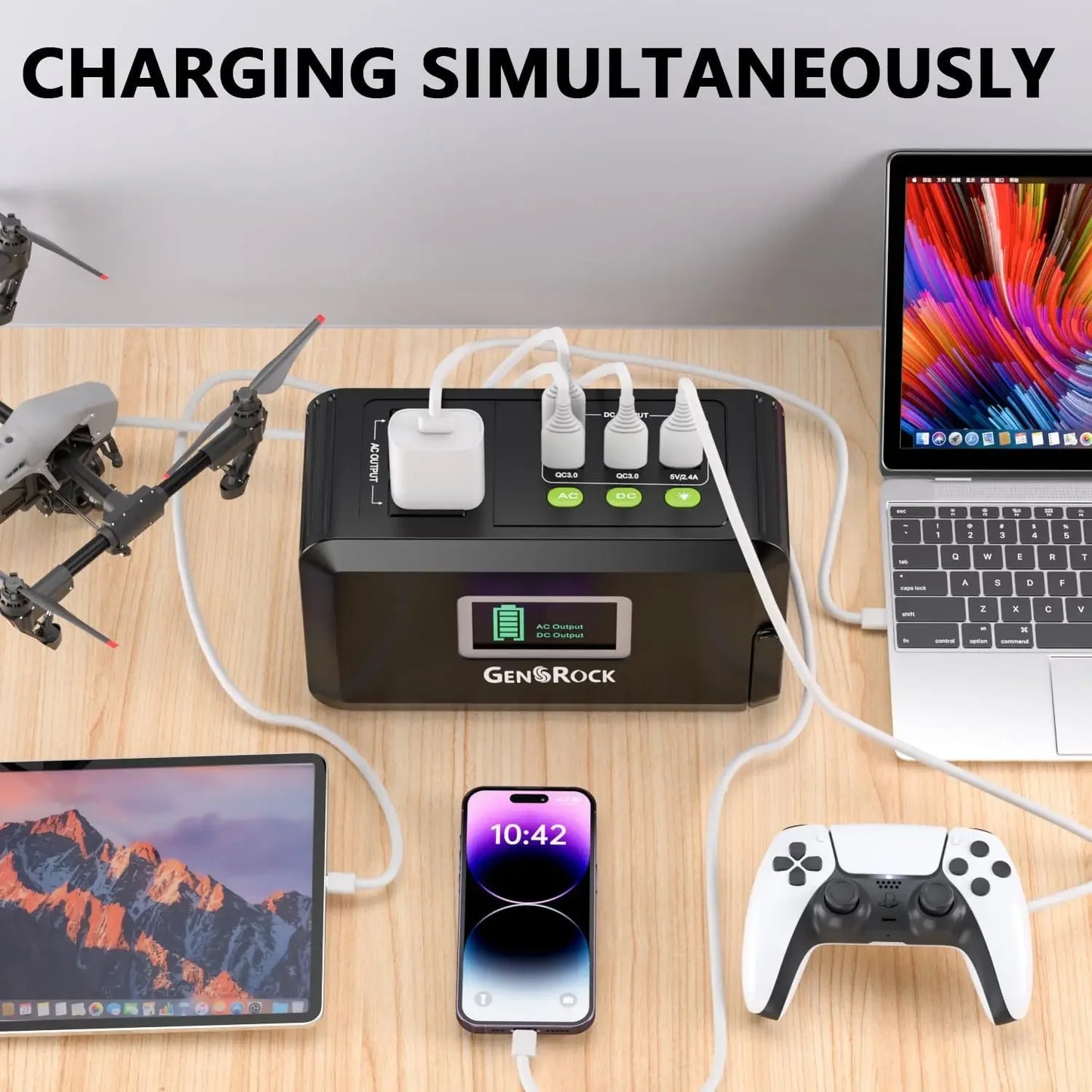 Portable Power Station Solar Generator Bank with 110V/150W Peak AC Outlet
