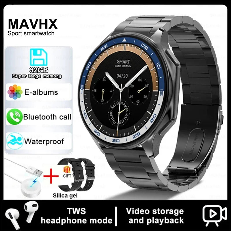2025 New For OPPO Xiaomi 32G Memory Smart Watch Men Full Touch HD AMOLED Screen Music Fitness Tracker Bluetooth Call Smartwatch