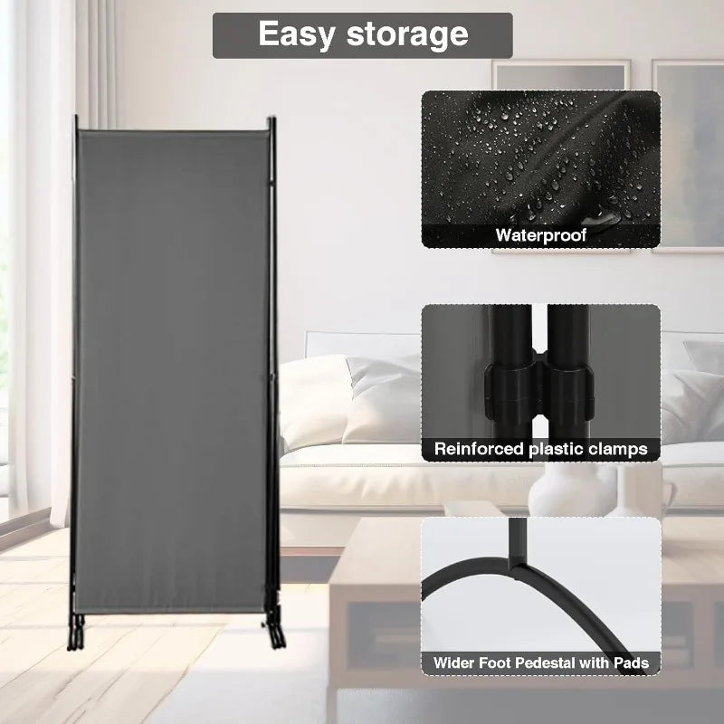 4 Panel Room Divider, Folding Privacy Screen Wall Divider for Room Separation, Freestanding Room Partitions,84”W×67”H