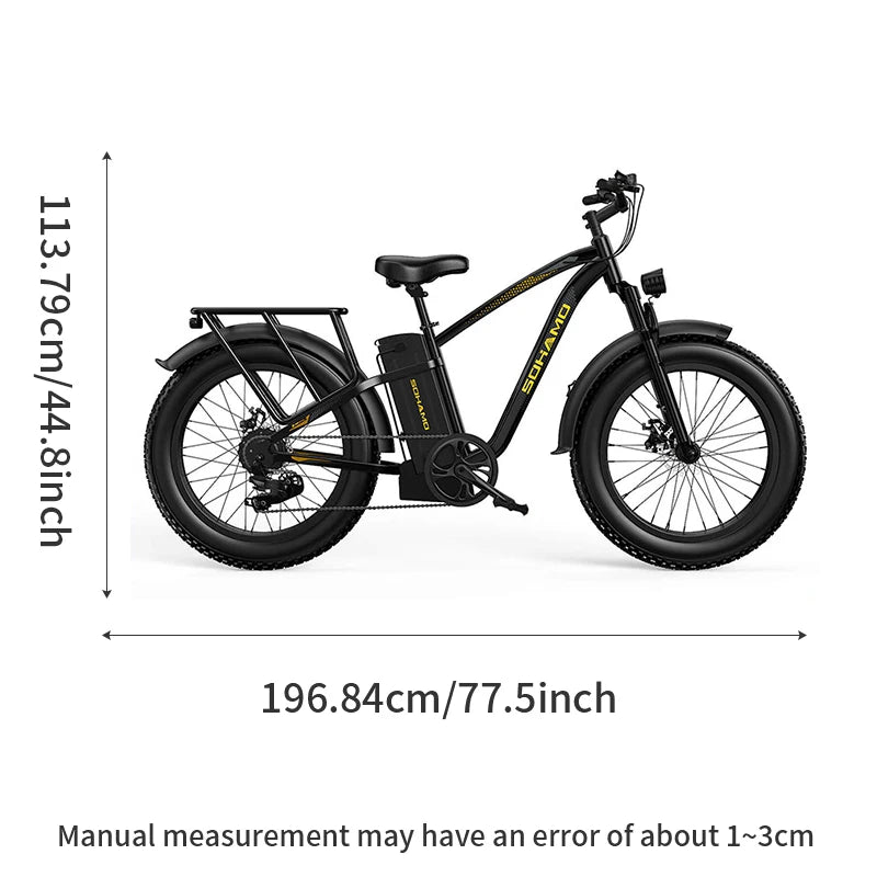 26'' Electric Bike Mountain With 1500W 48V 20AH Battery 60 Miles Urban Commuting