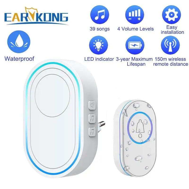Intelligent Wireless Doorbell Home Welcome Doorbell Waterproof 300m Remote Smart Door Bell Chime