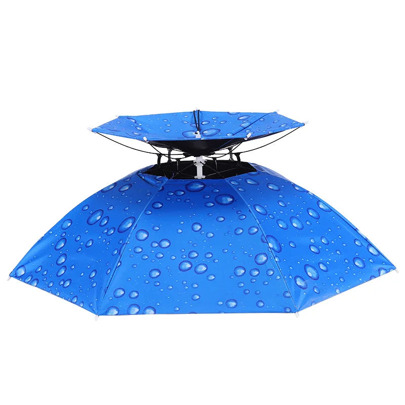 Portable Rain Umbrella Uv Protection Head Umbrella Hat Foldable Outdoor Travel Fishing Sunshade Waterproof Camping Cap Headwear