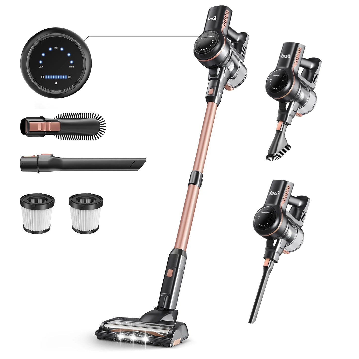 INSE S7P Cordless Vacuum Cleaner, Rechargeable 2500mAh Battery, Clog Remind, Versatile Vacuum Cleaner for Home Pet Hair