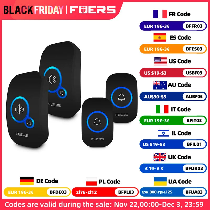 Wireless Doorbell 1000ft Loud Enough With 4 Volume Levels Door Welcome Chimes