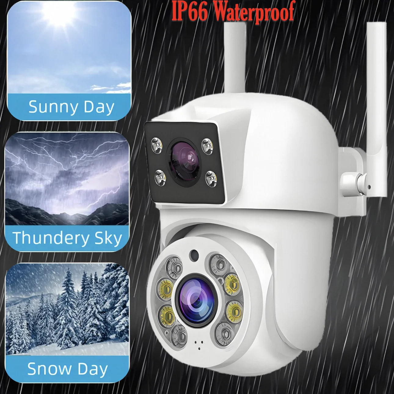 WIFI IP Camera PTZ Dual Lens Dual Screen Manual Detection Full Color Night Vision Outdoor Security
