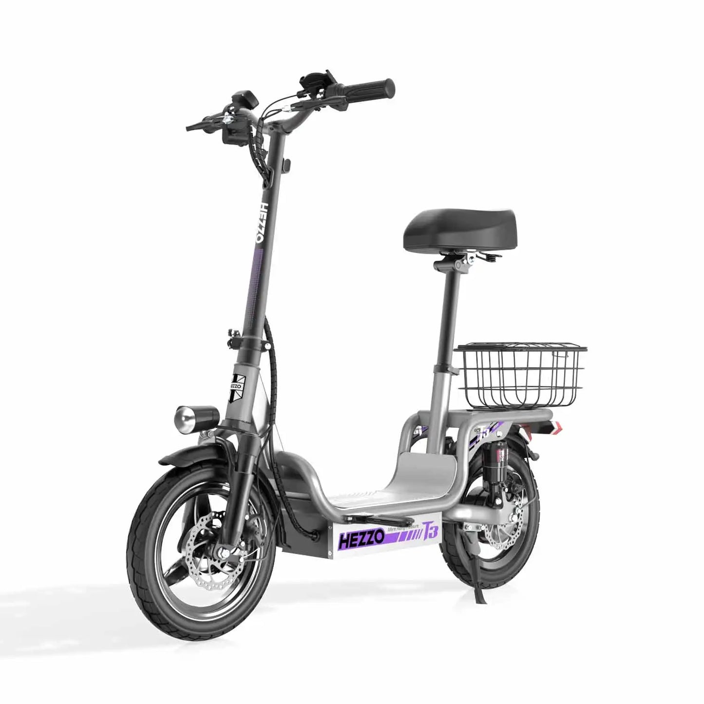 Multi-Shock Absorption Adult Electric Bicycle 48V 500W Carbon Steel 14"Road tires With Basket