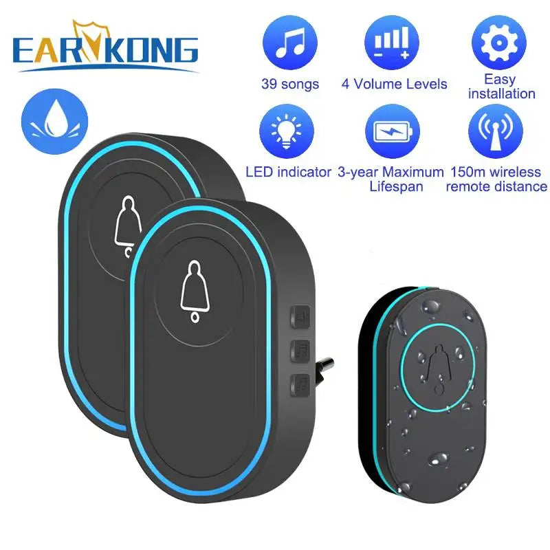 Intelligent Wireless Doorbell Home Welcome Doorbell Waterproof 300m Remote Smart Door Bell Chime