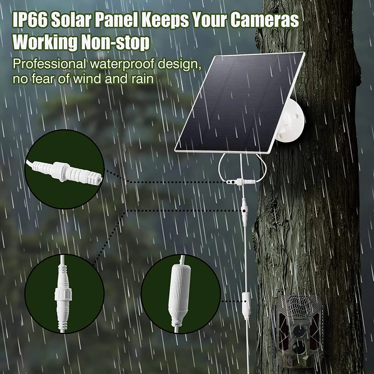 Trail Camera Solar Panel Built-in Battery Waterproof 6W Solar Charger USB Solar Power Bank