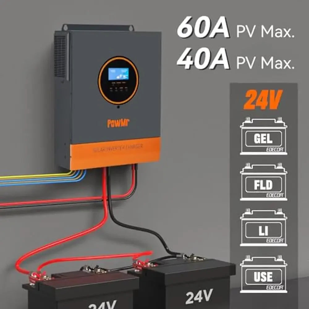 3200W Solar Inverter Pure Sine Wave 24V DC with 100A MPPT Controller Max 108V PV