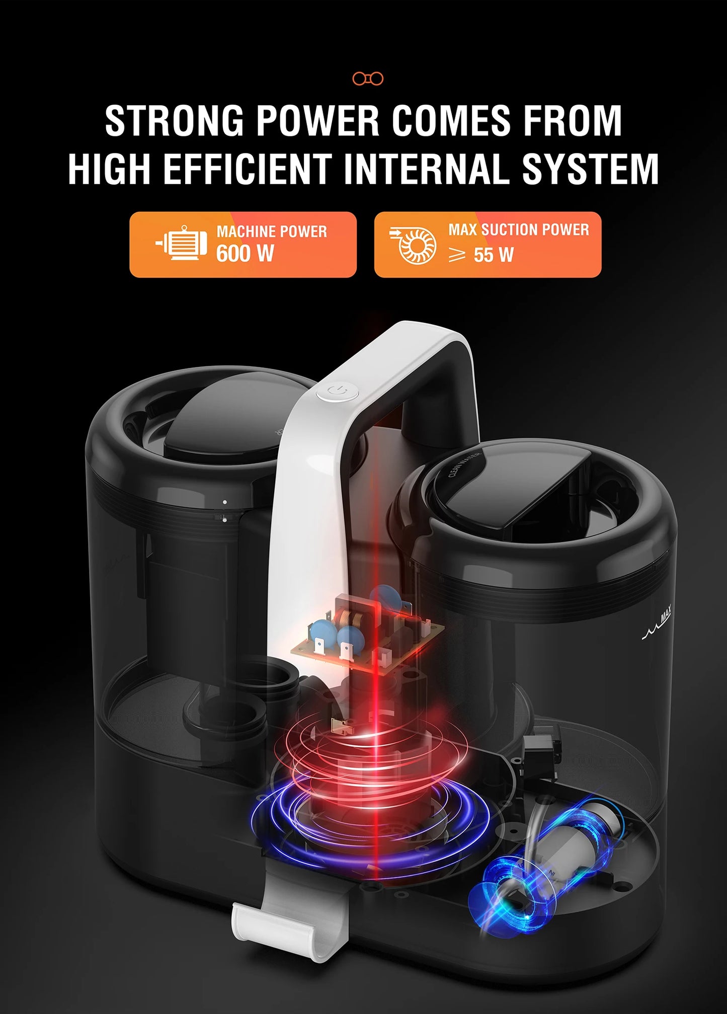 RAYFURN W07 Carpet Vaccum Cleaner 450W 15KPa Suction Power Handheld Spot Clean Machine Smart Home Appliance for Sofa Pet Hair